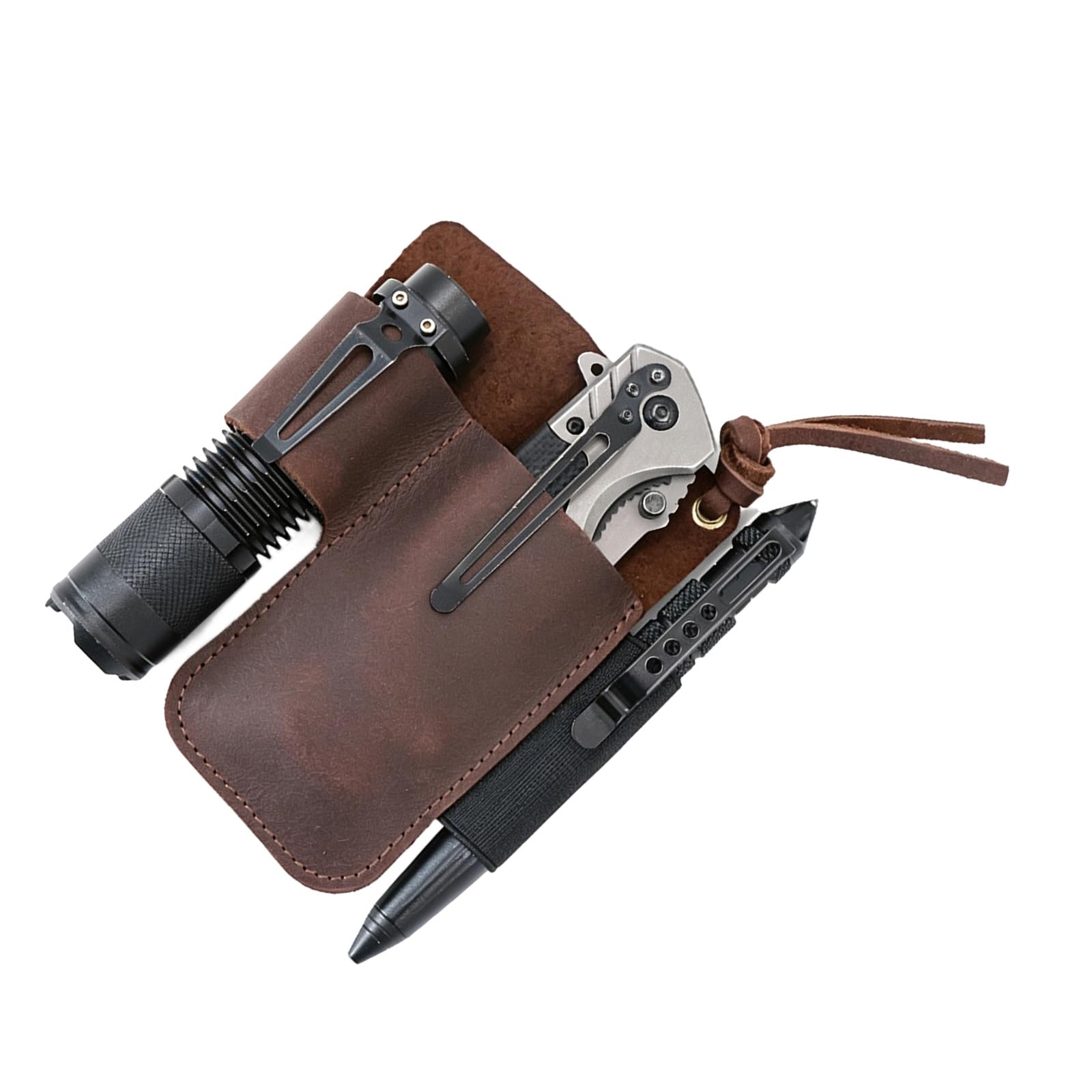 PU Leather Pen Holder Multiple Compartments Waist Pen and Utility Tool Organiser Pouches for School Offices Travel Use Leather Owner