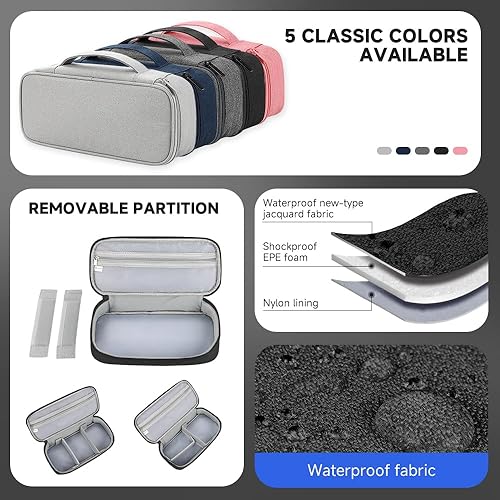 Miniatura 5 de Teskyer Funda organizadora de artículos electrónicos, bolsa de viaje portátil impermeable para accesorios tecnológicos con compartimentos Negro,Gris
