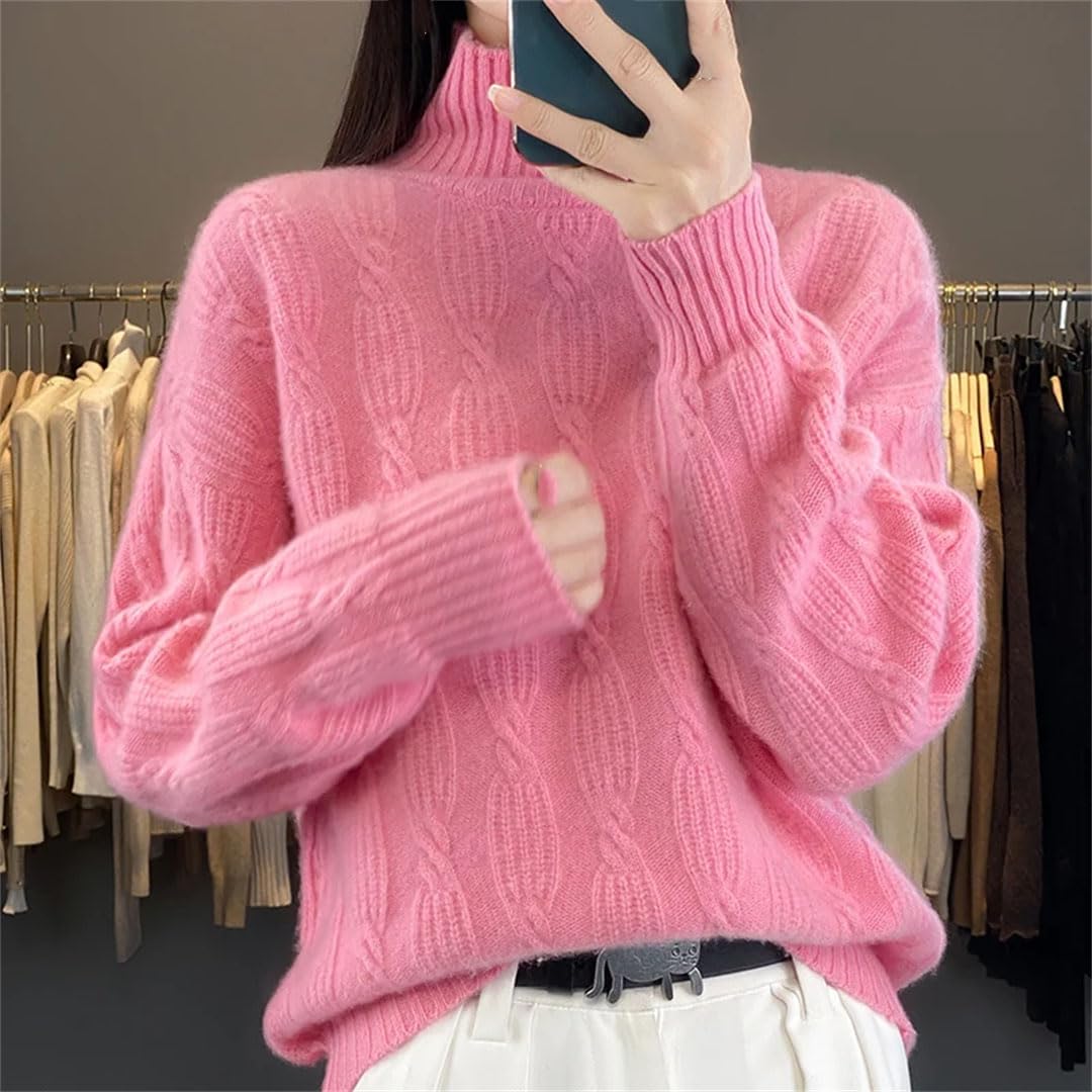 Alloaone Suéter De Punto De Cuello Alto De Cachemira De Lana para Mujer Jersey Suelto Top para Mujer