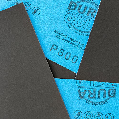 Dura-Gold Premium 800 Grit Wet Or Dry Sandpaper Sheets, 5-1/2" X 9", Box Of 25 - Car Color Sanding, Detailing, Polishing Automotive, Woodworking Wood Furniture, Metal Finishing, Hand Sand Block Sander #TOP1