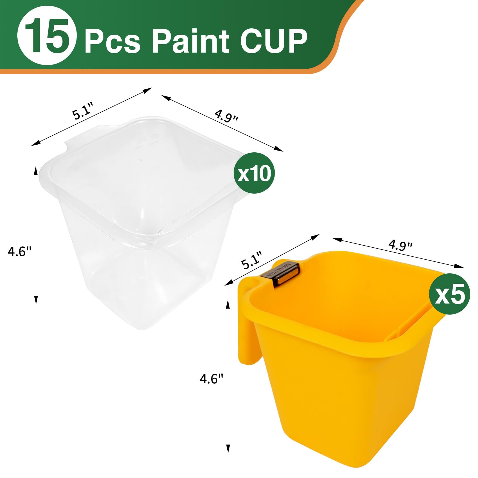 Voomey 15 cubos de pintura con capacidad para 16 onzas de pintura o manchas, taza de pintura, revestimiento de cubo de pintura, herramienta de pintura de recorte, para trabajos de acabado y