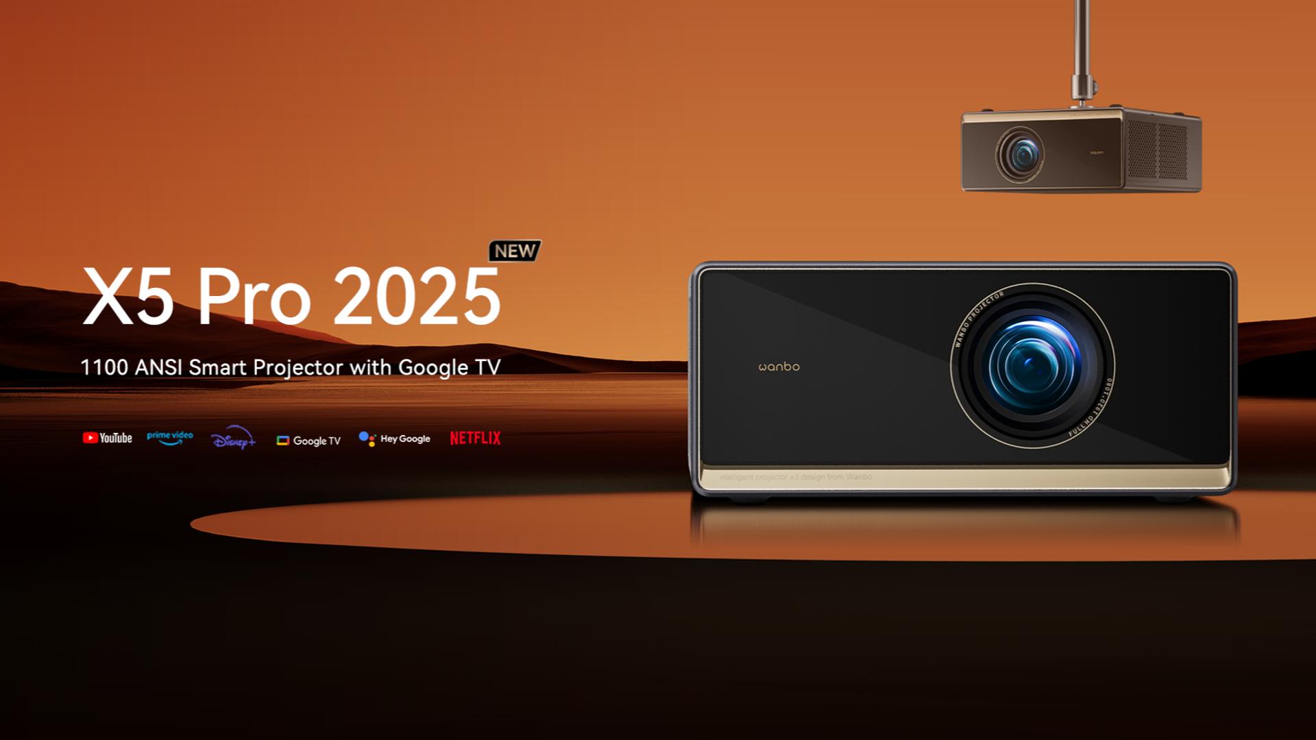 Wanbo X5 Pro プロジェクター1100ANSI・Google TV搭載 WANBO X5 Pro Smart Beamer 4K Heimkino, Google TV/1100 ANSI/Netflix