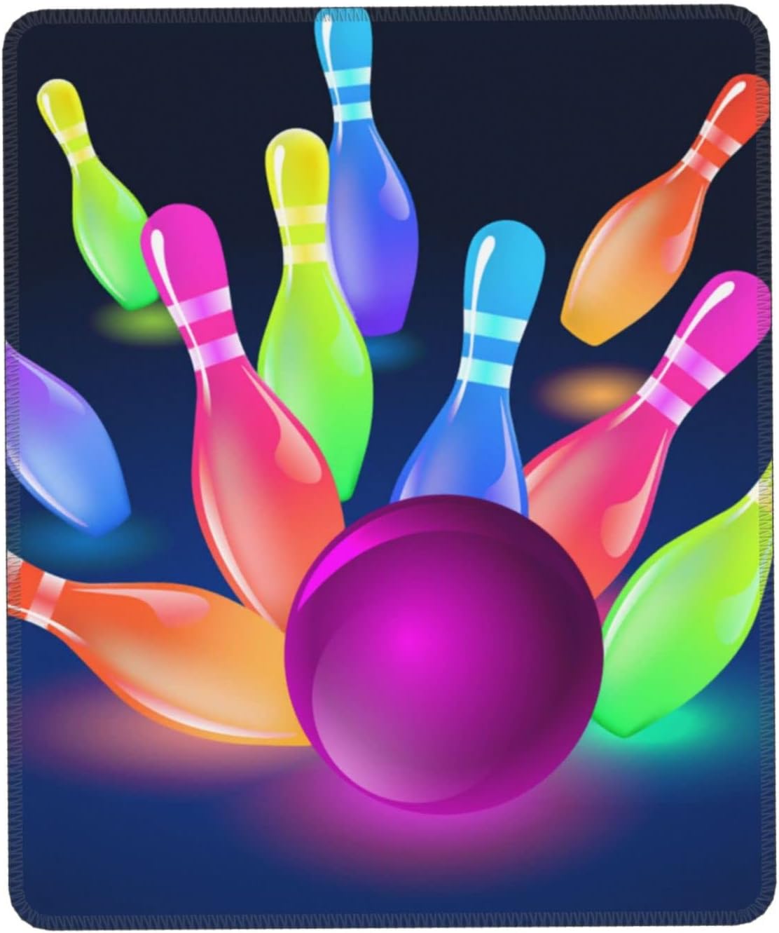 LAMAME Bowling Balls Printed Mouse Mat with NonSlip Rubber Base