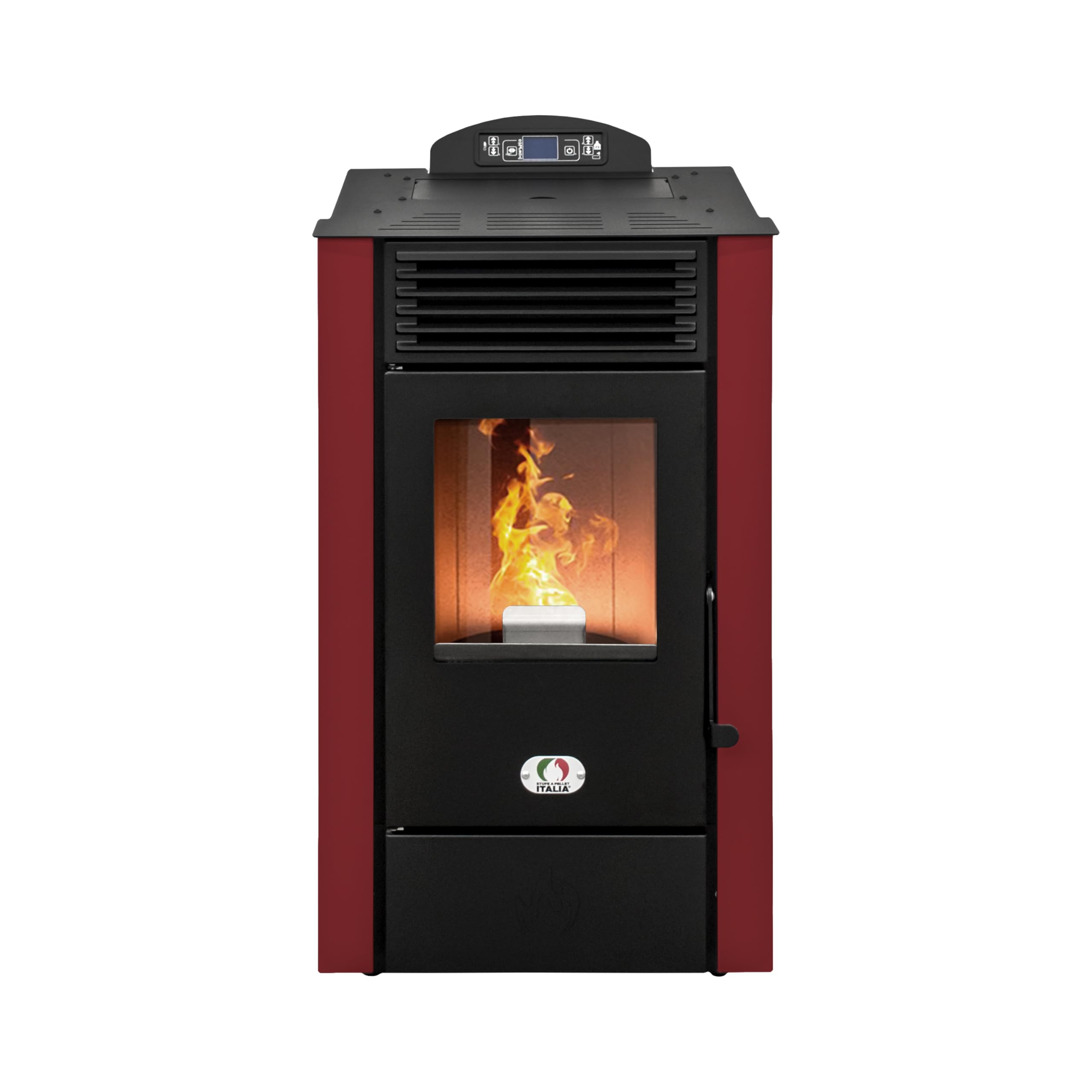 STUFE A PELLET ITALIA Alaska 10 KW WiFi | Poêle à Granulés à Air Ventilé Efficacité 91% Chauffe 85m² Autonomie 20H Programmable Contrôle à Distance WiFi 5 Vitesses et Puissances Garantie 24 Mois Rouge