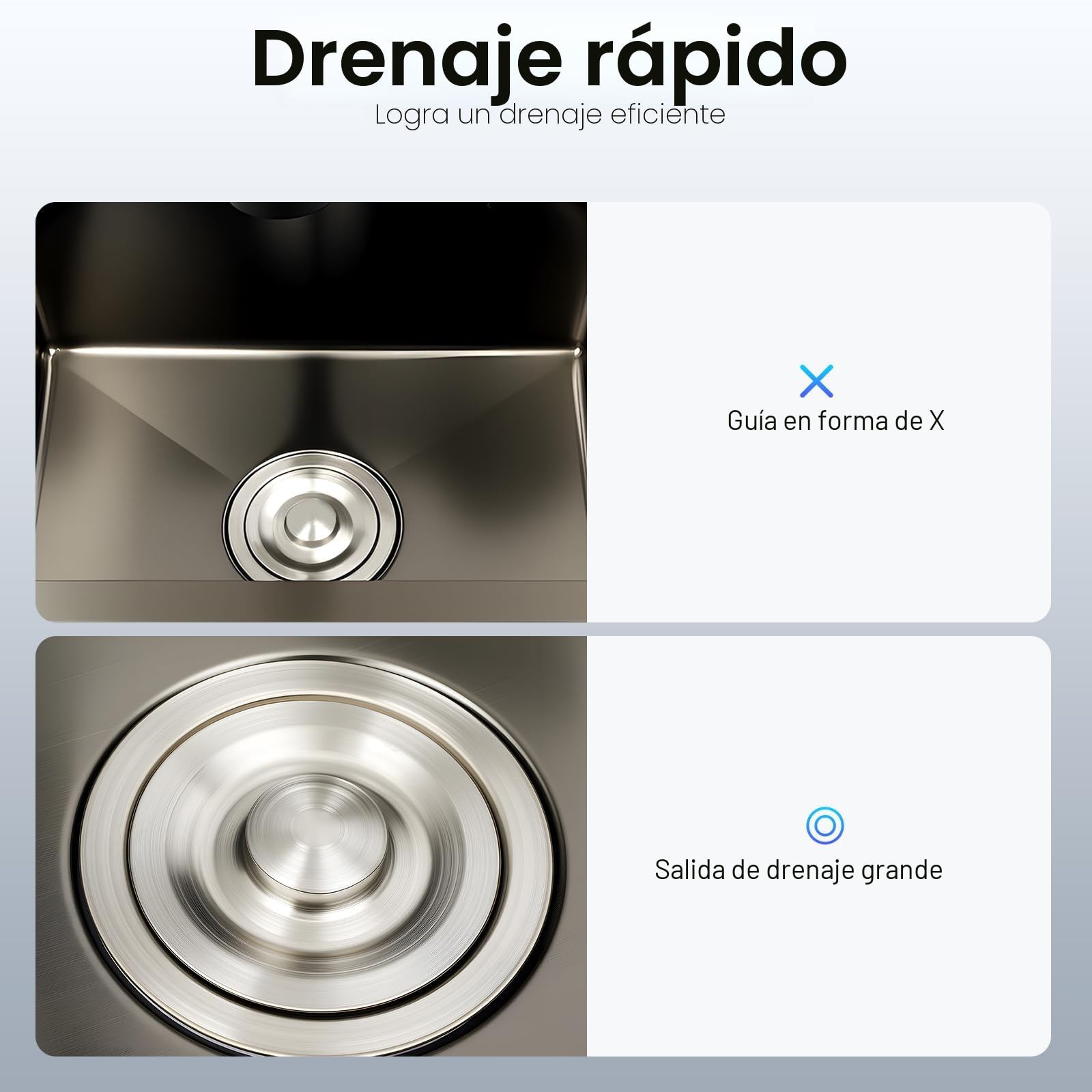Fregadero de acero inoxidable de 45 x 40 cm, color negro, con grifo extraíble y lavavajillas para tazas, fregadero de cocina multifuncional, 1 lavabo, incluye tubo de drenaje, dispensador de jabón