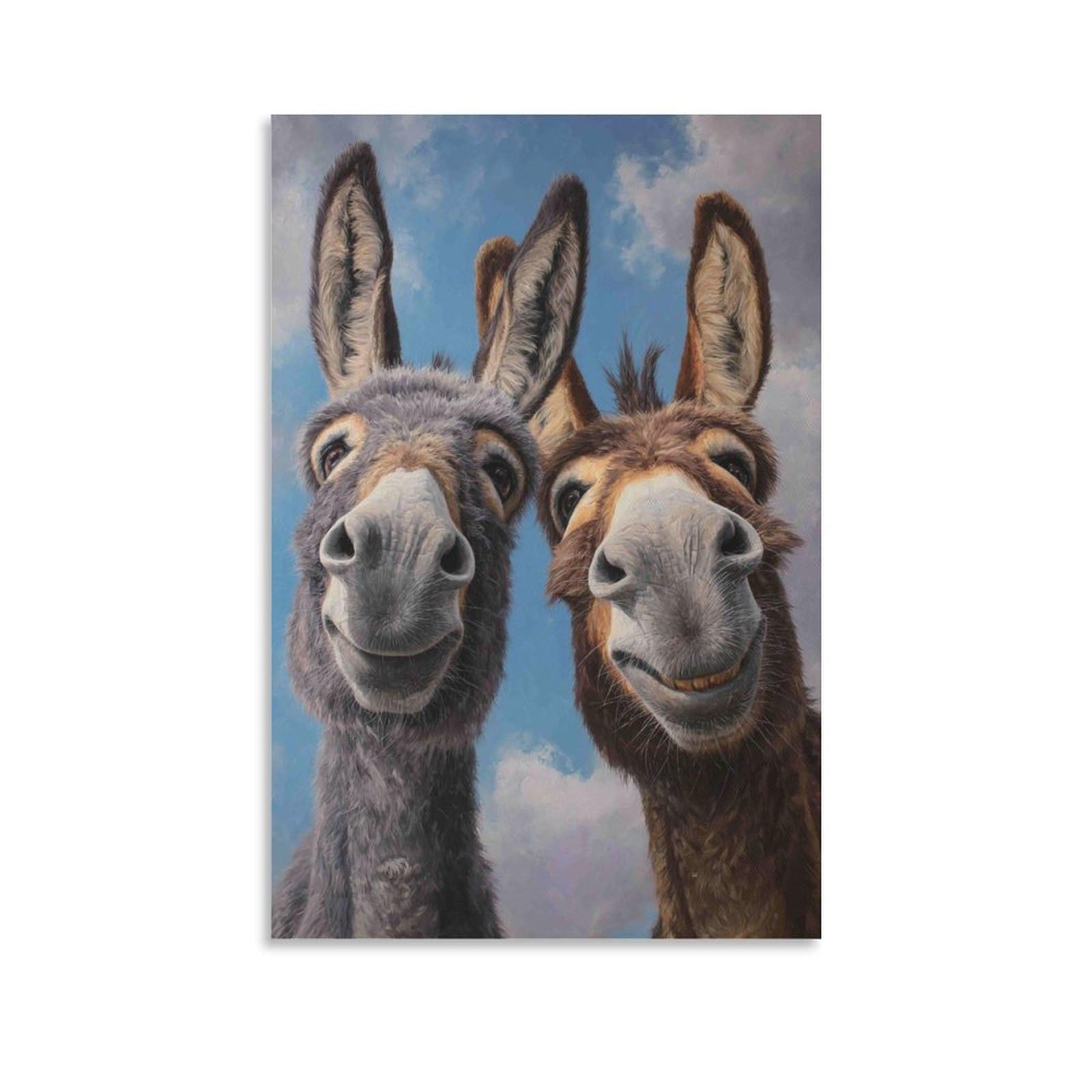 DHBANEIOK Donkeys Portrait Painting Poster Artwork Canvas Prints Picture Modern Canvas Wall Art Picture Wall Hanging for Living Room Bedroom Home Decorations 24x36inch(60x90cm)