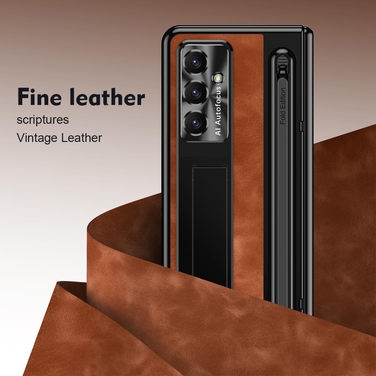 BRAND SET Etui do Samsung Galaxy Z Fold8 Ultra z uchwytem i uchwytem na długopis, etui PC z odpornym na wstrząsy, wbudowaną osłoną ekranu, zawiasami i osłoną aparatu, brązowe