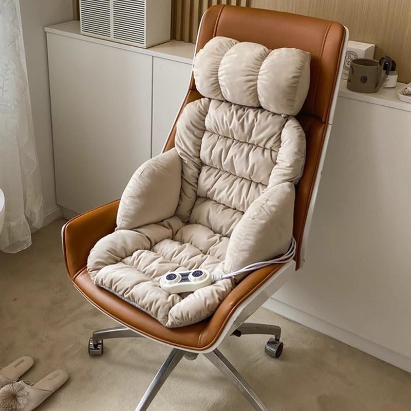 Cojín for Silla de Escritorio, Cojín de Asiento con Calefacción y Respaldo, con Lazos, Funda Extraíble, Cojín for Asiento de Dormitorio, Adecuado for Sillas de Oficina, Mecedoras(White)