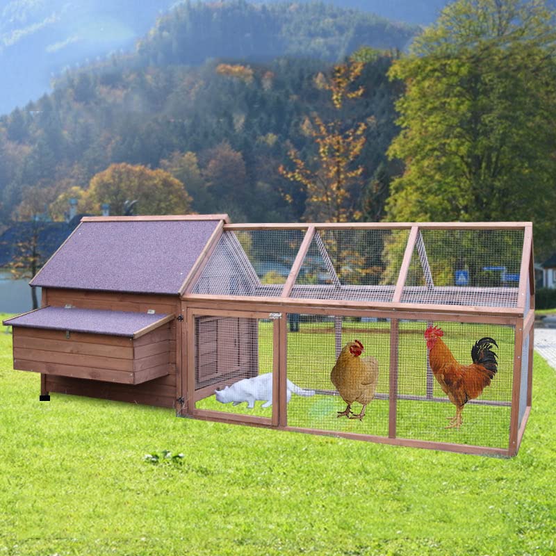 Hühnerstall aus Holz, großer Outdoor-Hühnerstall mit Nistkasten, Geflügelkäfig, erhöhter Haustierzwinger aus Holz mit… – Bild 6