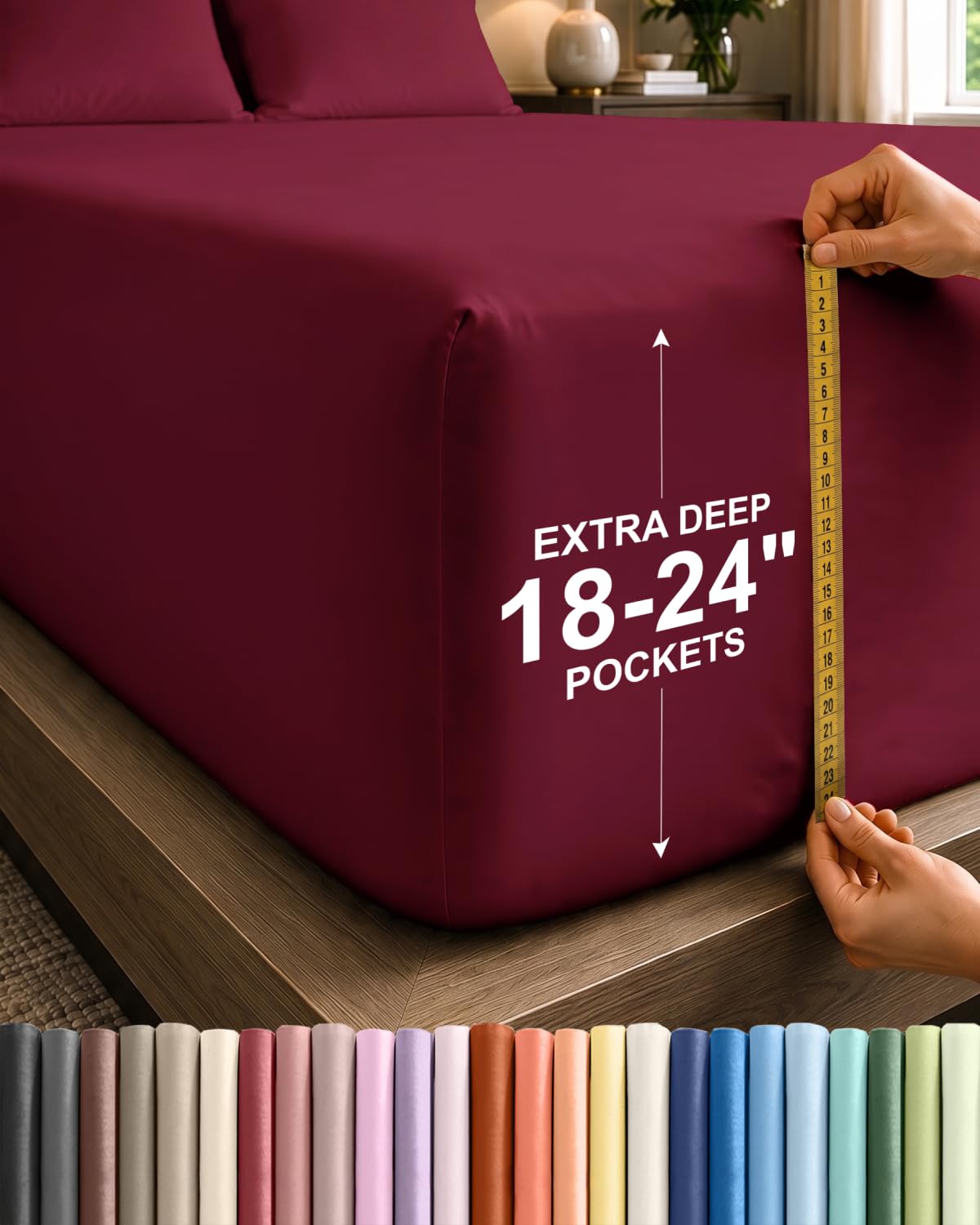 CGK Extra Deep Full Single Fitted Sheet Only - Burgundy