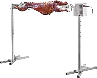 VBENLEM 46'' Electric BBQ Rotisserie Grill Kit，Max Capacity 90 LB,Automatic 32W Motor and Height Adjustable Stainless Steel Roaster Stand for Pig Rotisserie Hog Lamb Outdoor Party Campfire Barbecue