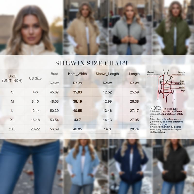 Women's Puffer Vest Short Sleeves Quilted Cropped Jackets Casual Lightweight Zip Up Warm Coat with Pockets