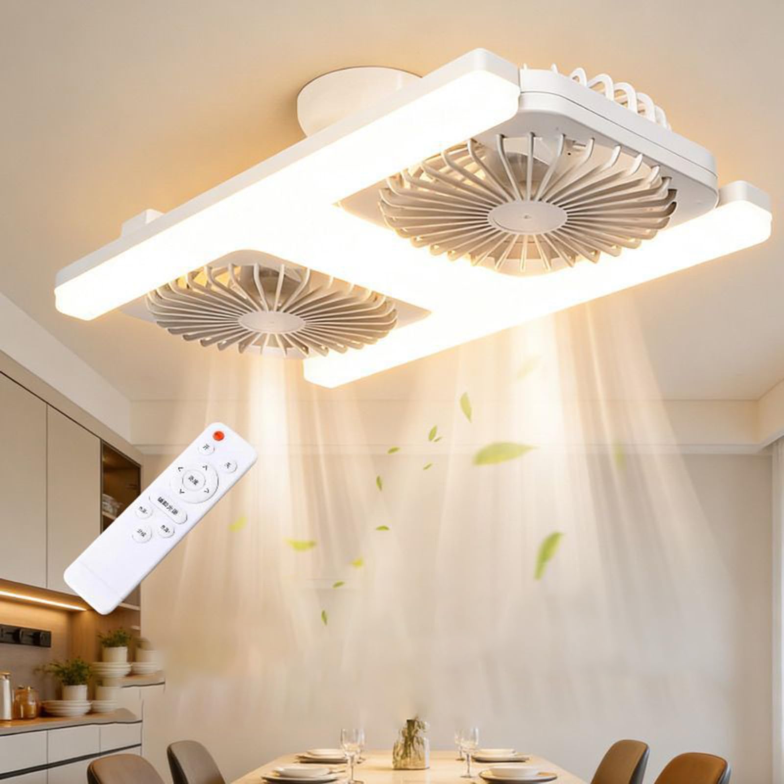 CHENRI Modern 2-in-1 LED Ceiling Fan Light, Double Head Ceiling Fan Light