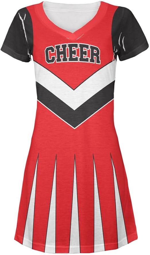 Cheerleader Costume Red & Black All Over Juniors CoverUp