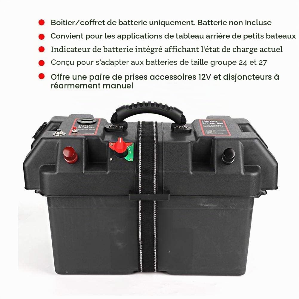 Akozon Motor Power Station Plastic Minnkota charger Trolling Motor Battery Box Power Center Station USB et 12V Charger Port