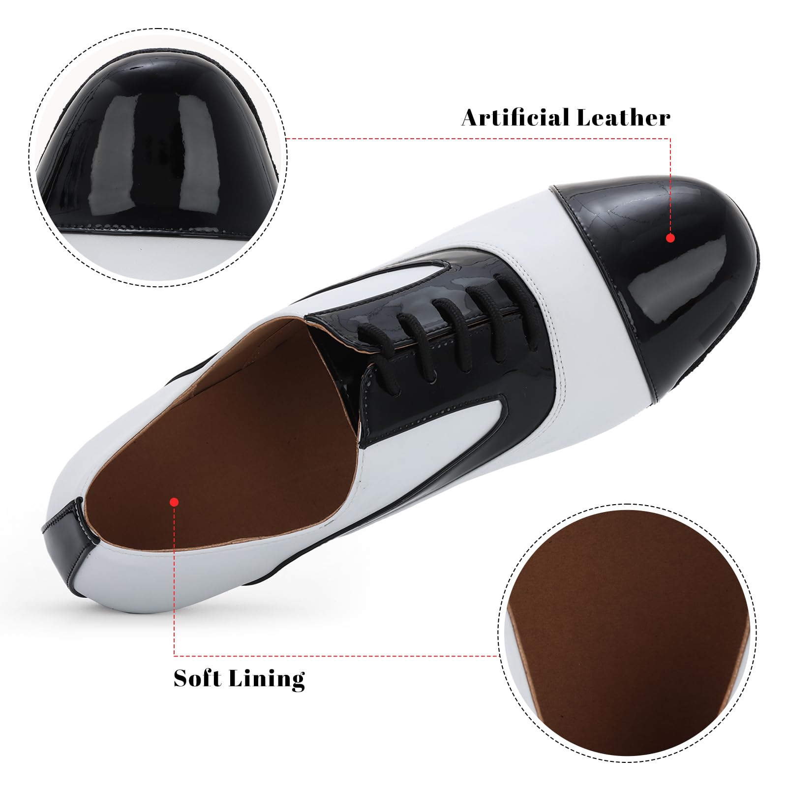 Zapatos de Baile Sintético para Latino Hombre Salsa de Tacón Bajo Práctica Danza Zapatos 2.5 cm,Negro