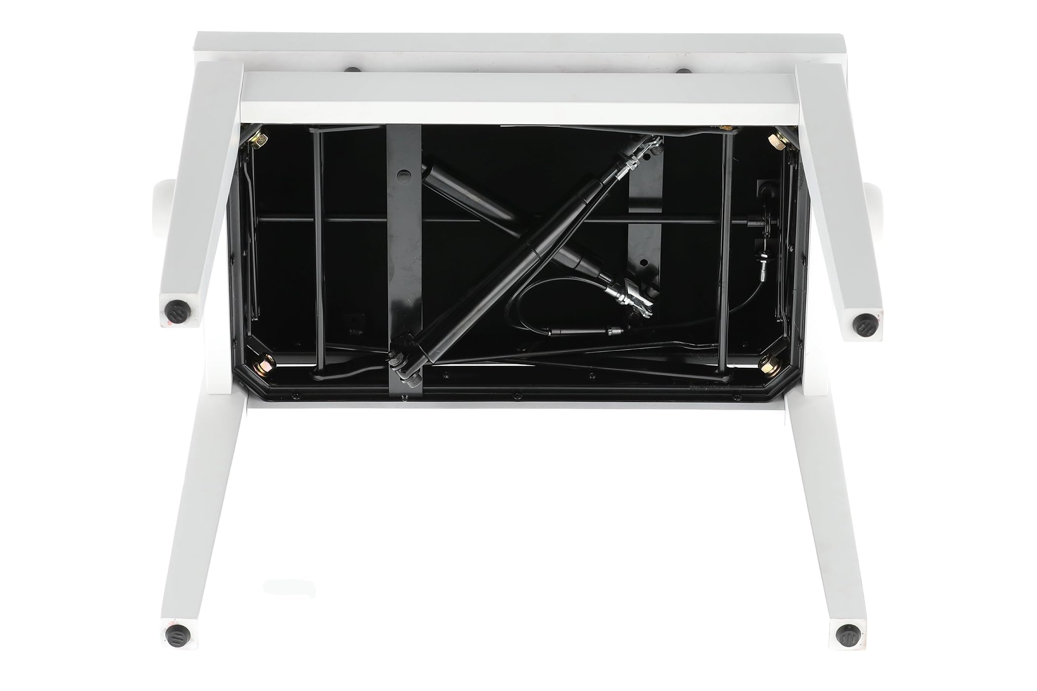 Gewa panca per pianoforte Deluxe Autolift con regolazione dell'altezza confortevole, legno massello, bianco opaco, rivestimento del sedile in vinile bianco