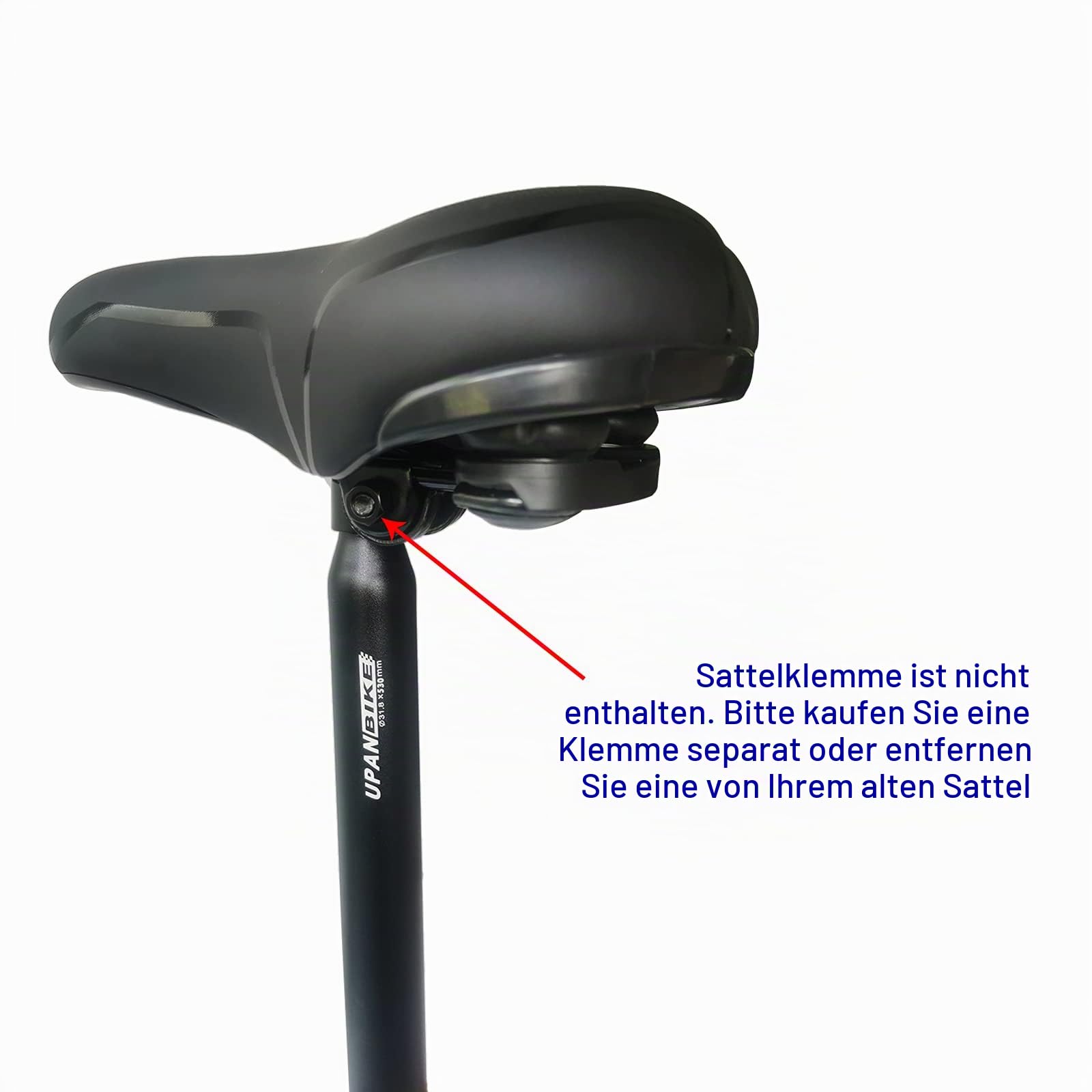 UPANBIKE Fahrrad Sattelstütze Aluminium Legierung verlängern 530 mm * 31.8 mm Sattelstütze für BMX E-Bike Klapprad