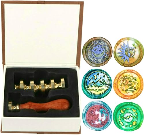 ONWINPOR - Juego de sellos de cera para abejas 6 unidades diseño de estrella de libélula y mariposa zorro conejo ballena sello reloj césped sellos