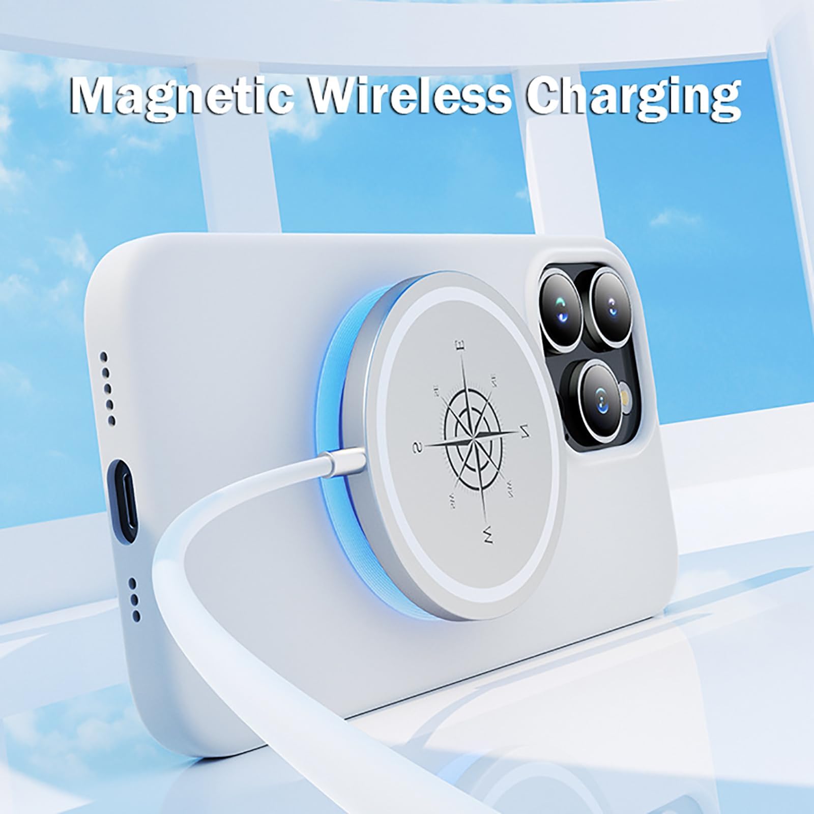 Funda Magnética para iPhone 15/15 Pro/15 Pro MAX, Ultrafina, Ligera, Tacto Agradable A La Piel, Silicona Líquida Genuina, A Prueba De Golpes,15pro MAX,White
