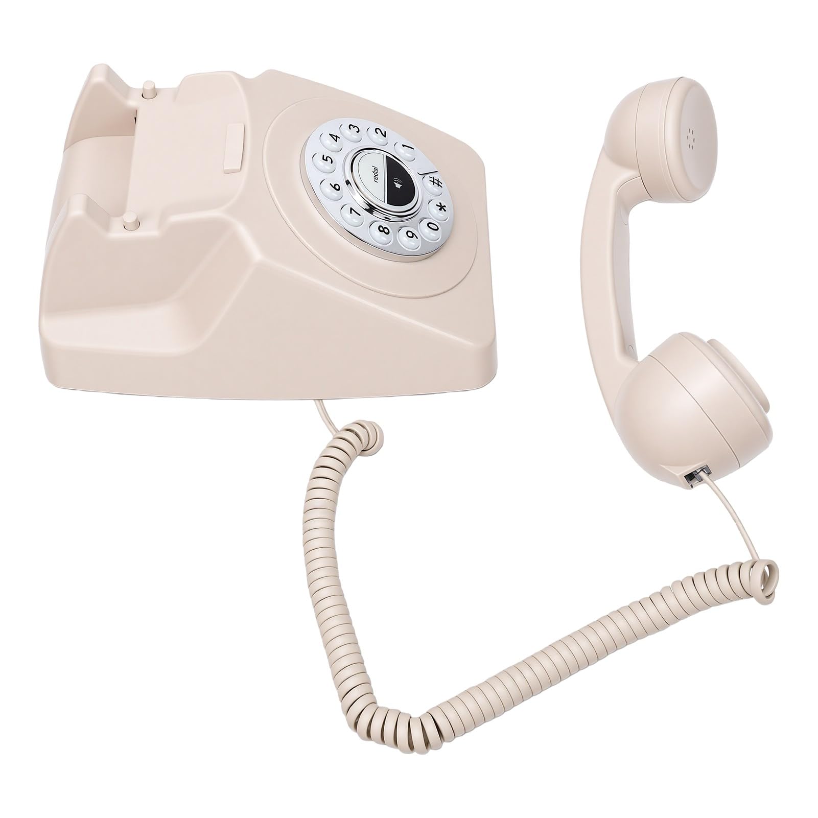 Cosiki Telefono Bluetooth Stile retrò con Chiamate in Vivavoce e Riproduzione Musicale per Decorazioni Domestiche 215x144 Mm (Beige)