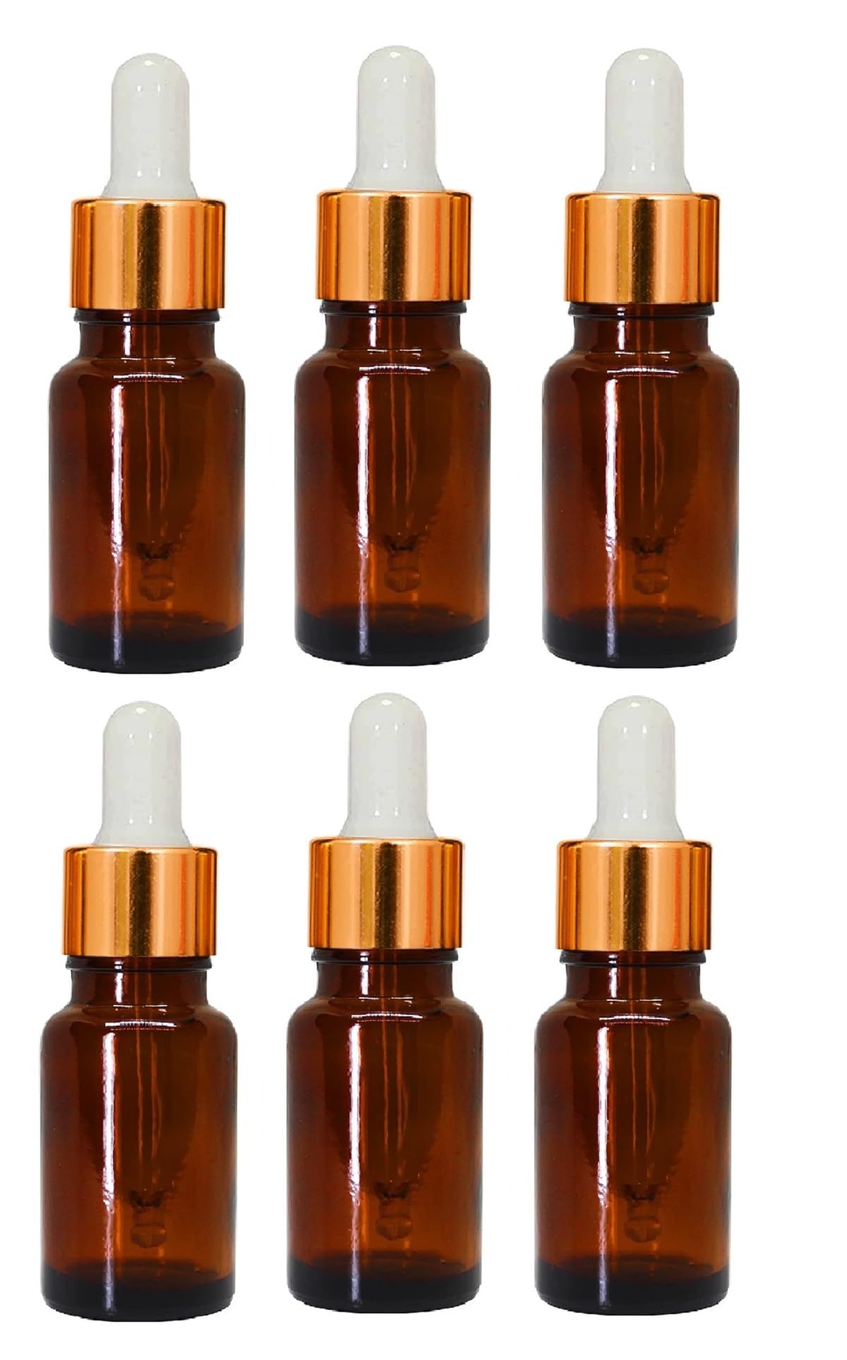 Empty Amber Glass Bottle 15ml (Pack of 6) with Leak Proof Dropper + Gold Ring + Silicon White Teat, Refillable, Reusable for Essential Oils, Blends, DIY Perfumes-image-36