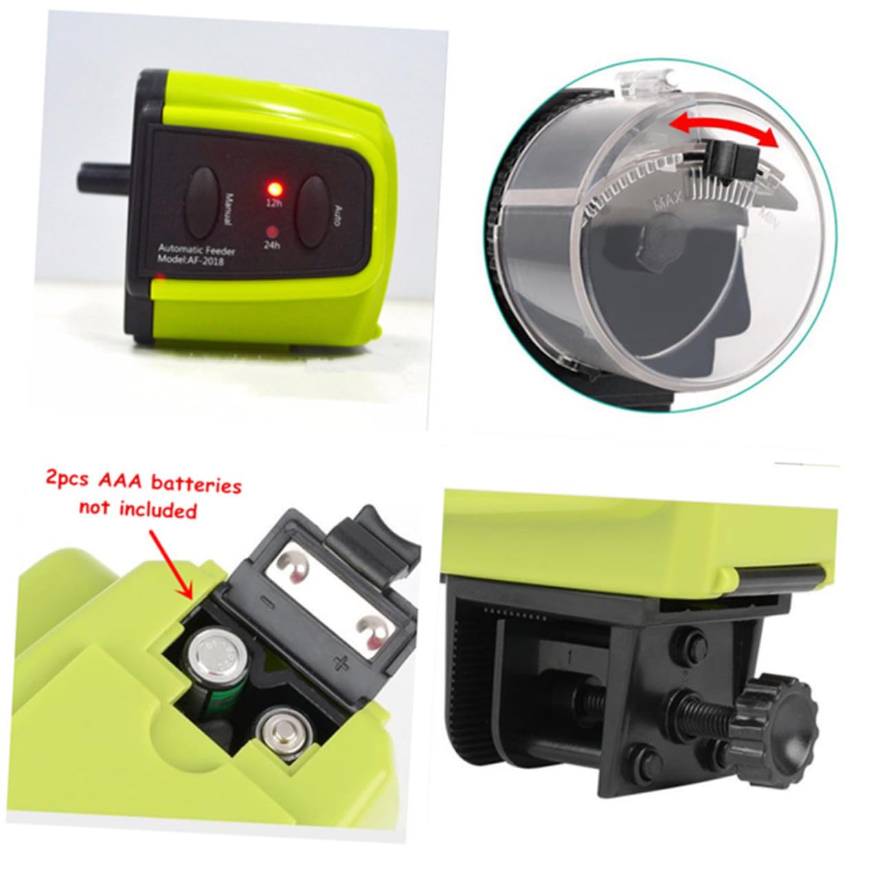 POPETPOP Distributeur Automatique de Nourriture pour Poissons en Plastique Minuterie 12/24 Heures et Commande Facile D'utilisation pour Aquarium