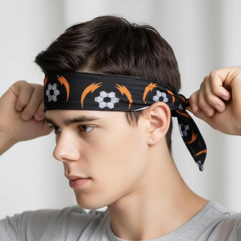 Future Tabs Sweatband Headband for Men and Women | Moisture Wicking Sports Head Tie | Athletic Head Band for Football Soocer Running Gym Cycling | Adjustable Headband for Long Hair Workout-picture-31