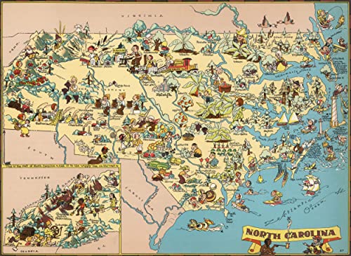 Puzzles for Adults 1000 Pieces North Carolina Wooden Map Jigsaw