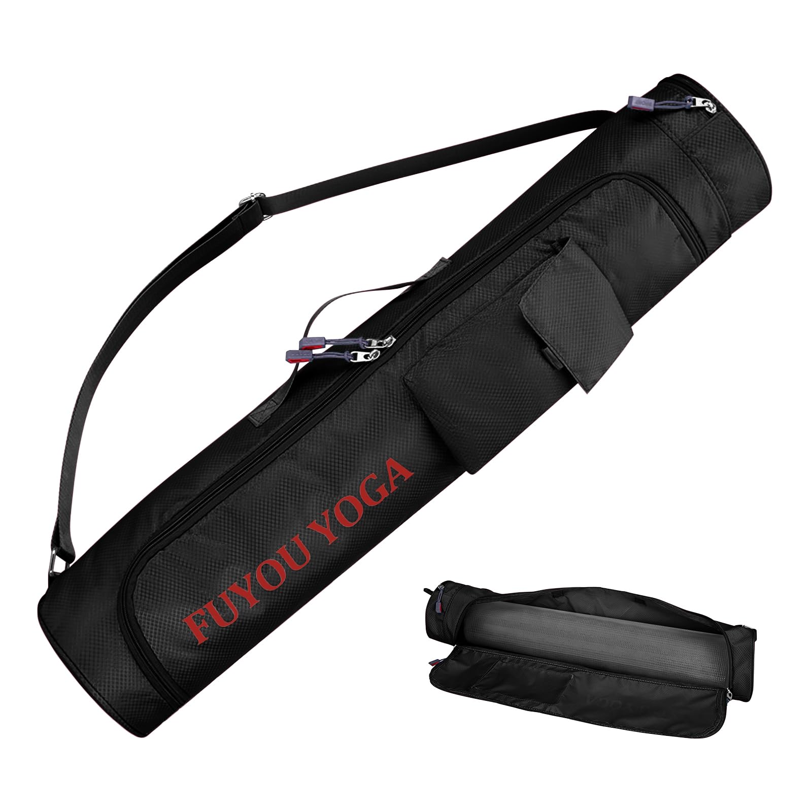 Yoga Mat Bag for Women, Multi-Functional Yoga Bag Tote & Pilates Bag, Yoga Mat Carrier Gym Bag with Adjustable Strap, Lightweight Durable Yoga Mat Bags for Yoga, Pilates, Gym Workouts (Black, L)