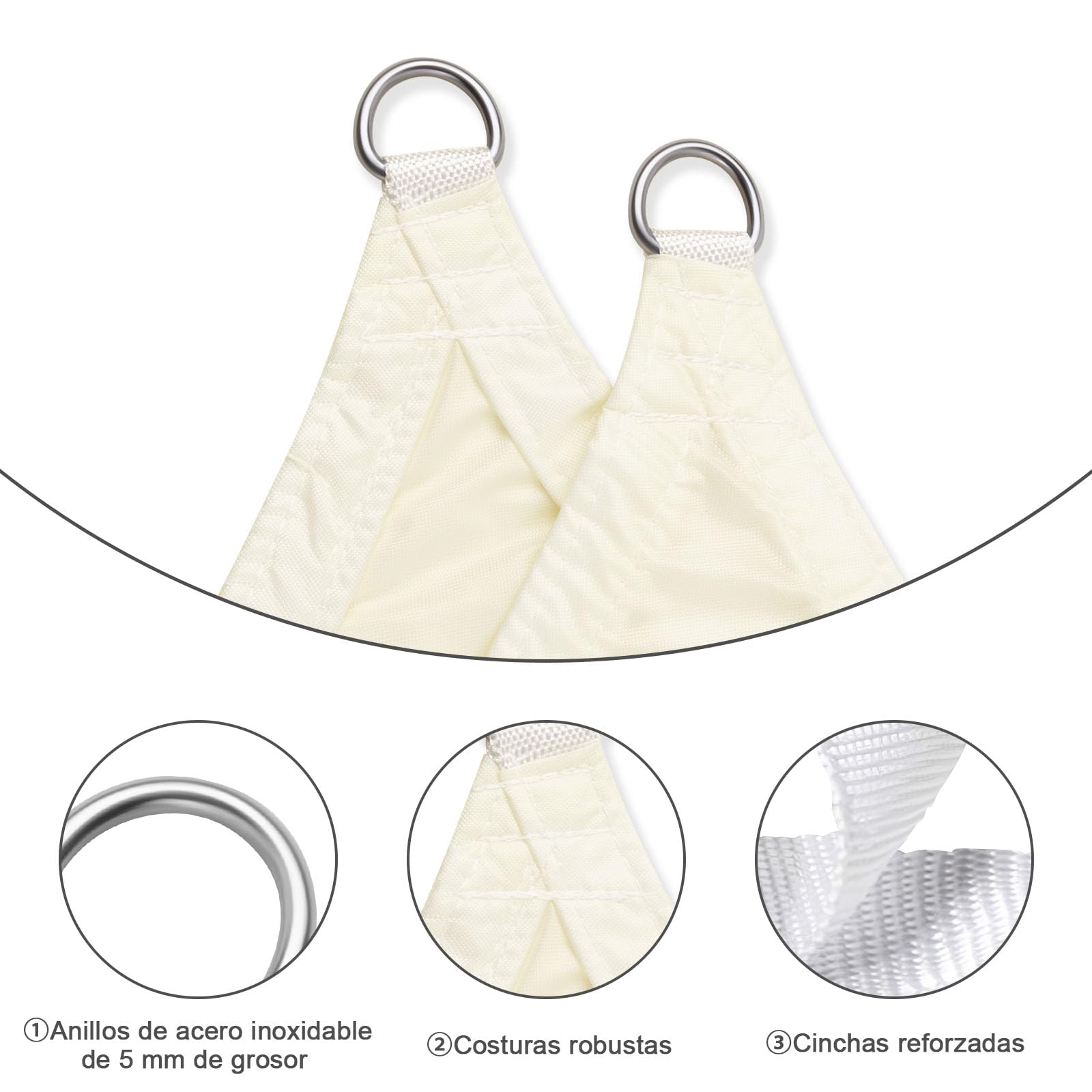 LOVE STORY Toldo Vela Rectangular 2x4m, Vela de Sombra Impermeable Oxford, Protección Rayos UV Toldos para Exterior Patio Jardín Terrazas, Crema