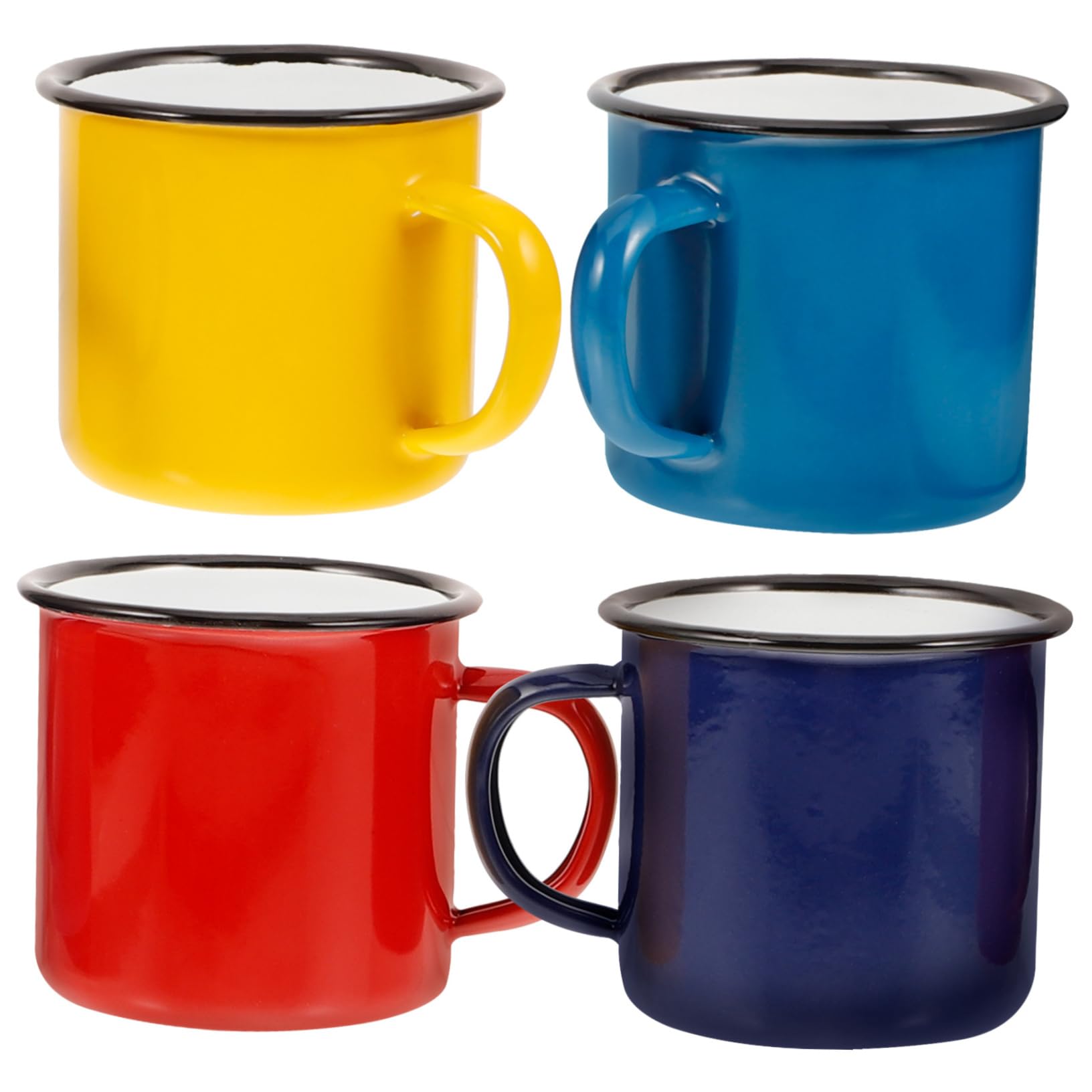 BESPORTBLE Set de 4 Tazas de Esmalte Retro de 350ml Diseño Clásico y Fácil de Limpiar, Adecuado para Camping, Picnic y Uso Diario en Casa