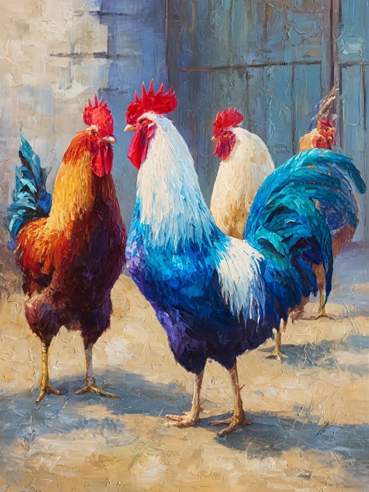 Eiialerm Cross Stitch Kits for Adults Rooster 11CT Pre-Printed Pattern Stamped Cross-Stitching Embroidery Kit Needlework Gifts 16x20 inch