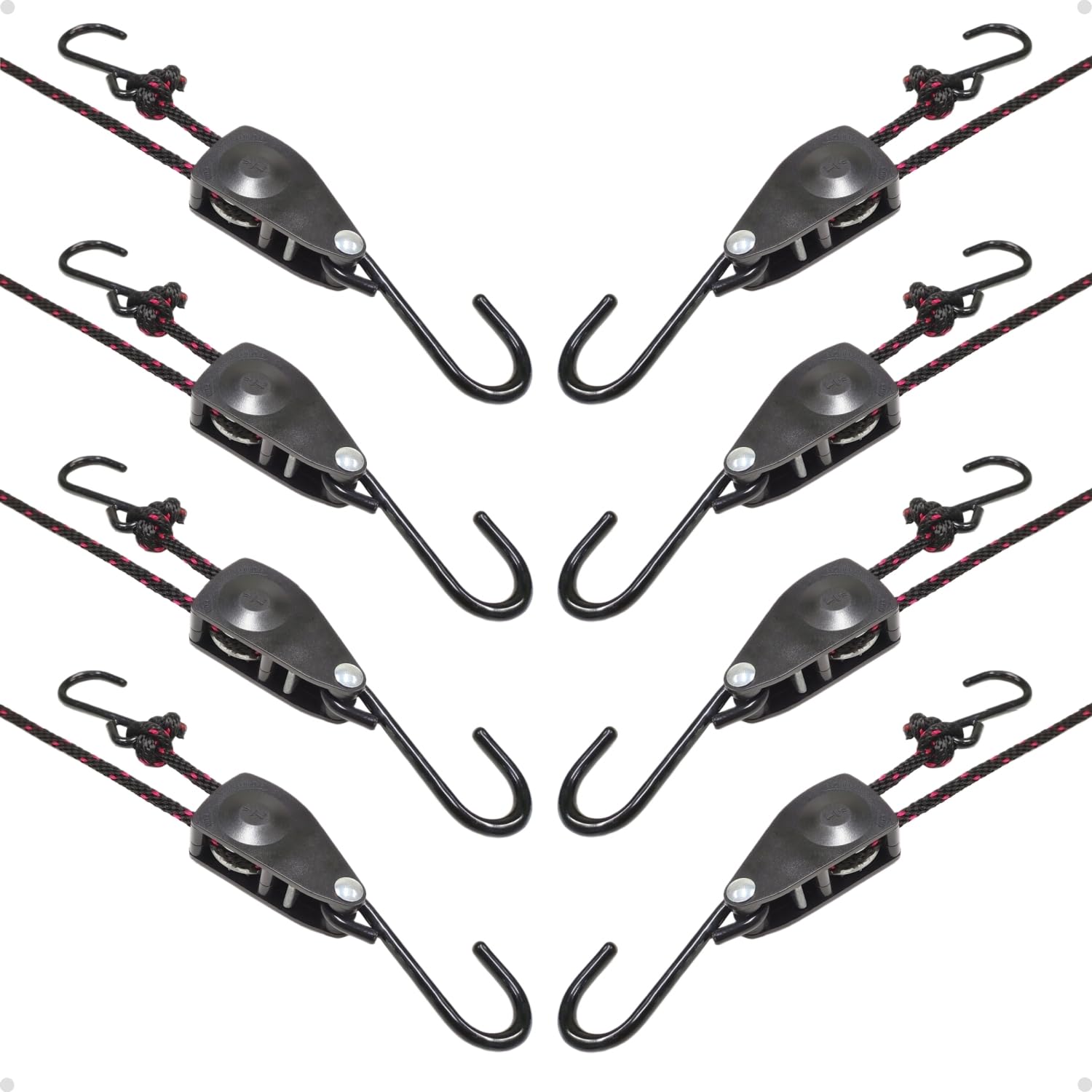 1/4" Rope Tie Downs Ratchet, Retractable Ratchet Strap, Kayak Straps