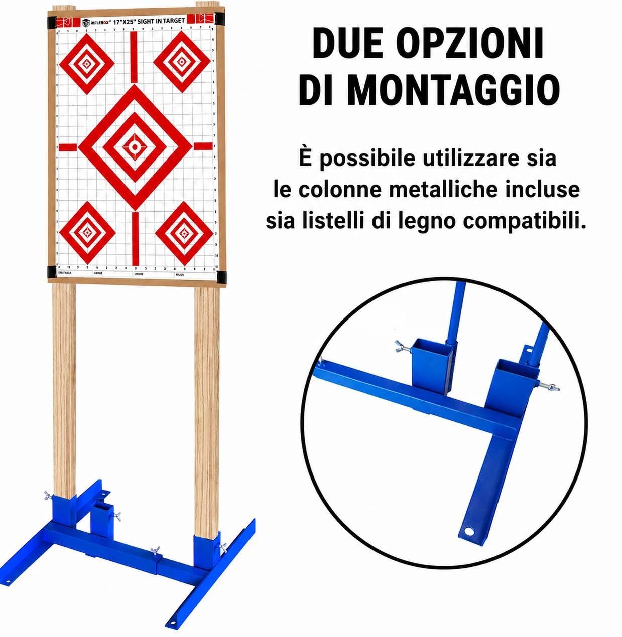 Supporto Regolabile per Bersagli da Tiro – Base Metallica 43 x 63,5 cm – Compatibile con Sagome e Bersagli a Punteggio