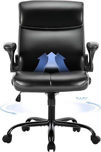 Silla ejecutiva de oficina en casa de 300 libras silla de oficina ergonómica de cuero suave para apoyo lumbar y comodidad altura e inclinación