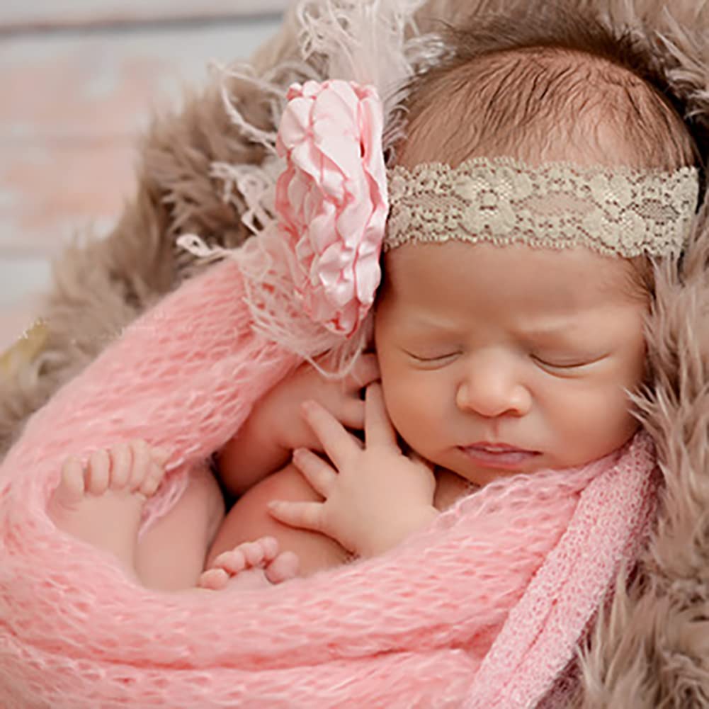 URFEDA Couverture Tricotée Douce Pour Photos De Nouveau-né - Props En Mohair Pour Bébé Garçon Et Fille