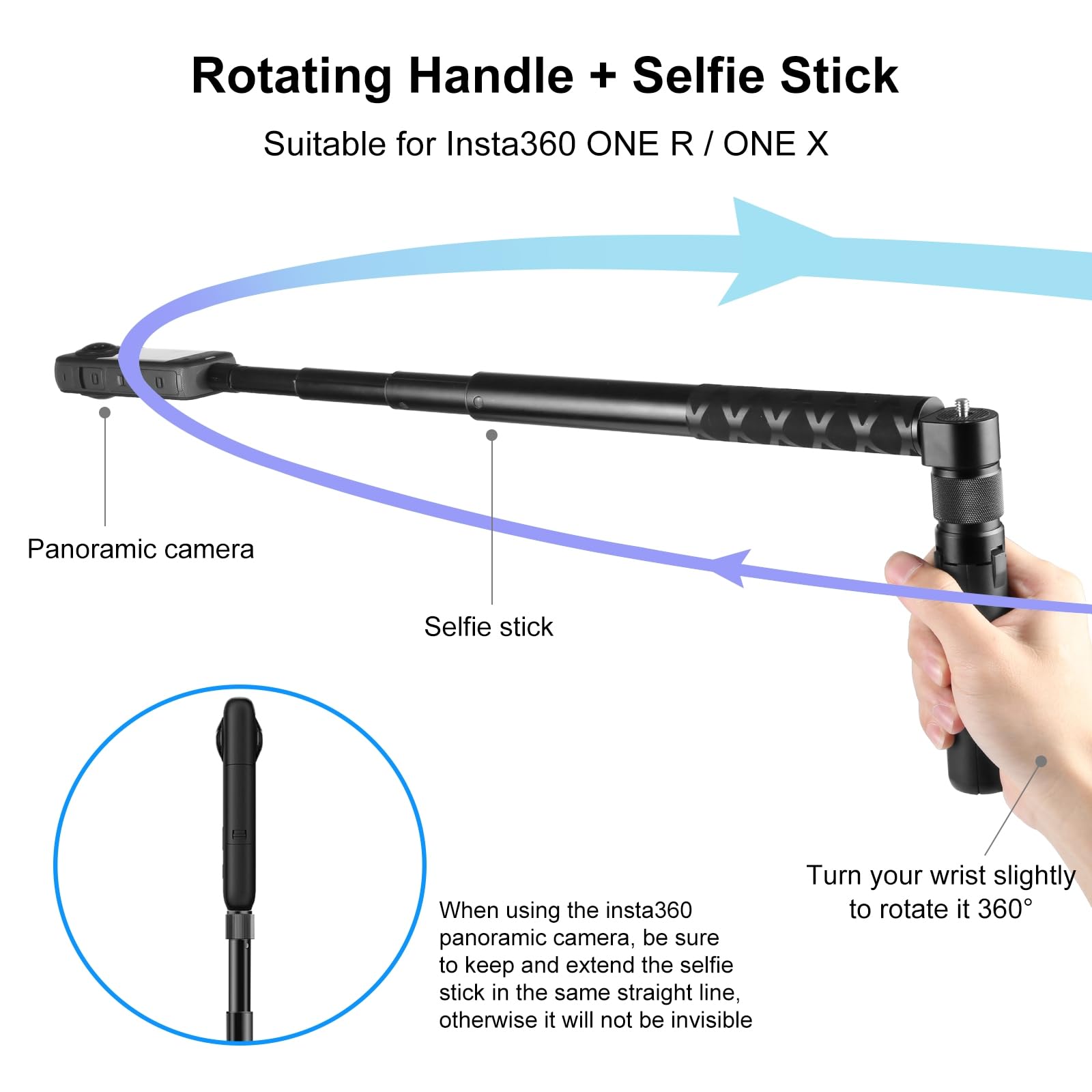 PULUZ Bullet Time Handle Treppiede Impugnatura Rotante per Insta 360 X4/X3, DJI Pocket 3, GoPro, Desktop Treppiede Stand Action Camera Selfie Stick