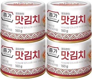 Jongga Spicy Premium Napa Cabbage Kimchi Pack of 4 Cans - Fermented Korean Kimchi, Shelf-Stable, Long Shelf Life for Ramen & Rice