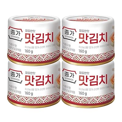Spicy Premium Cabbage Kimchi Napa [Pack of 4 Can] - [Original] - Fermented Kimchi | Long Shelf Life | Spicy Korean Pickled Cabbage | Perfect for Ramen, Rice & Stir-Fries - JONGGA