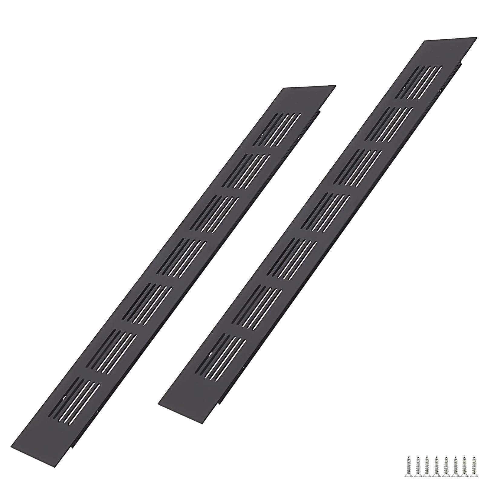 WJUAN Pack of 2 Aluminum Ventilation Grilles 300x50mm Black Square - Ventilation Grilles for Cabinets, Bedrooms & Doors
