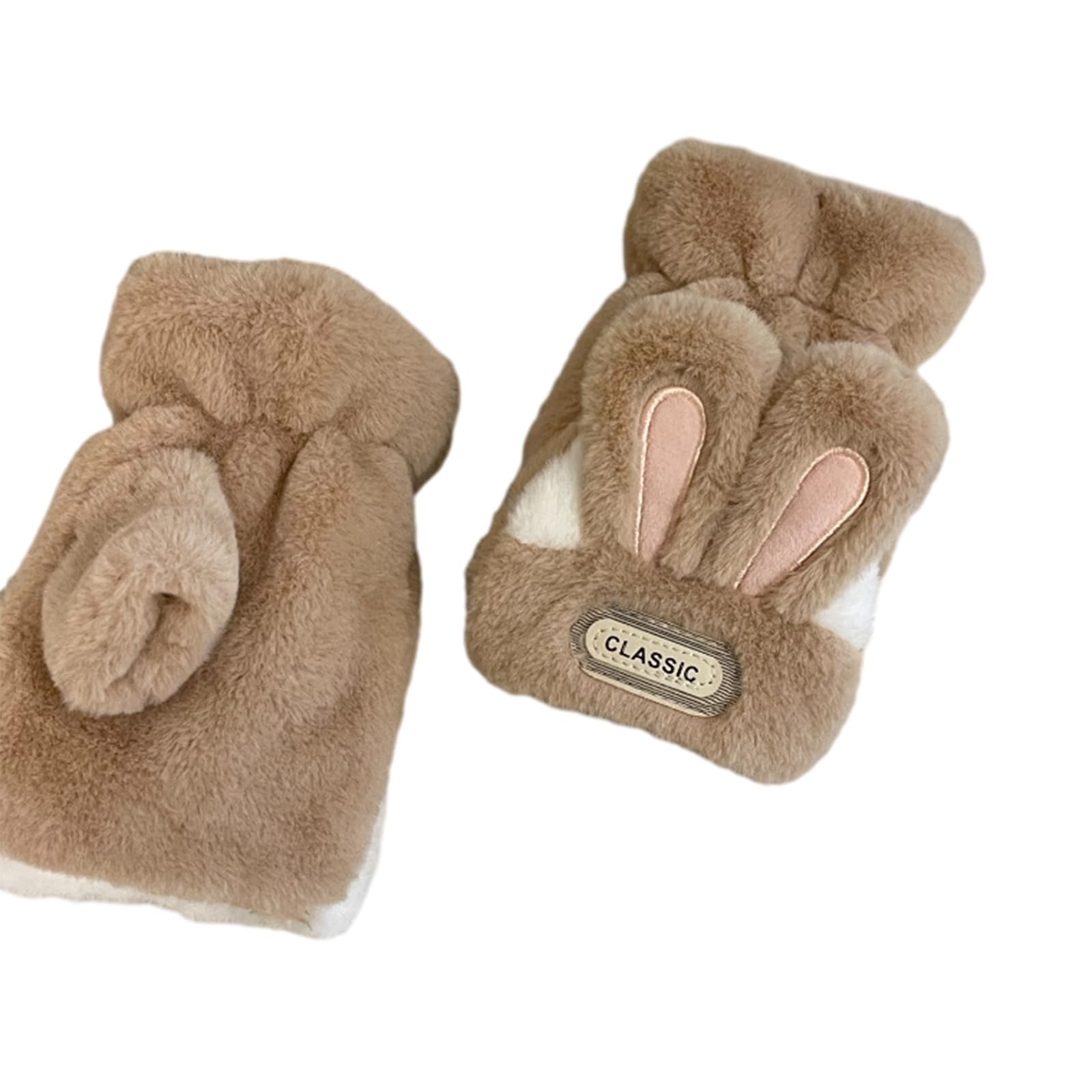 Adrosstoller Soft Adult Winter Gloves Convertible Half&Full Finger Lovely Mittens With For Cycling Typing