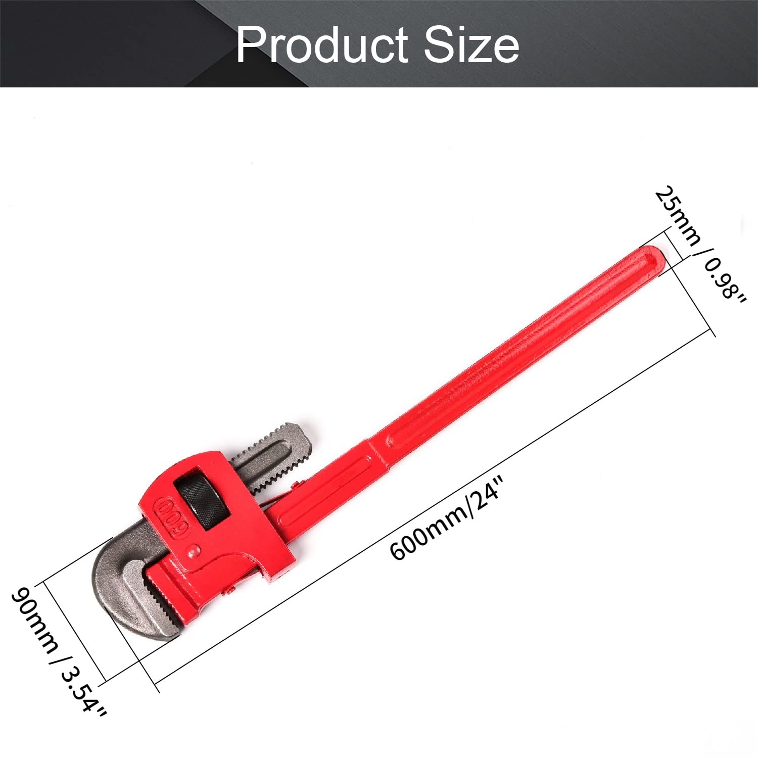 Utoolmart 61 cm solidny prosty klucz do rur ze stali węglowej regulowany klucz hydrauliczny moc szczęki hydrauliki szczypce narzędzie do zaciskania i obracania rur stalowych narzędzia 1 szt