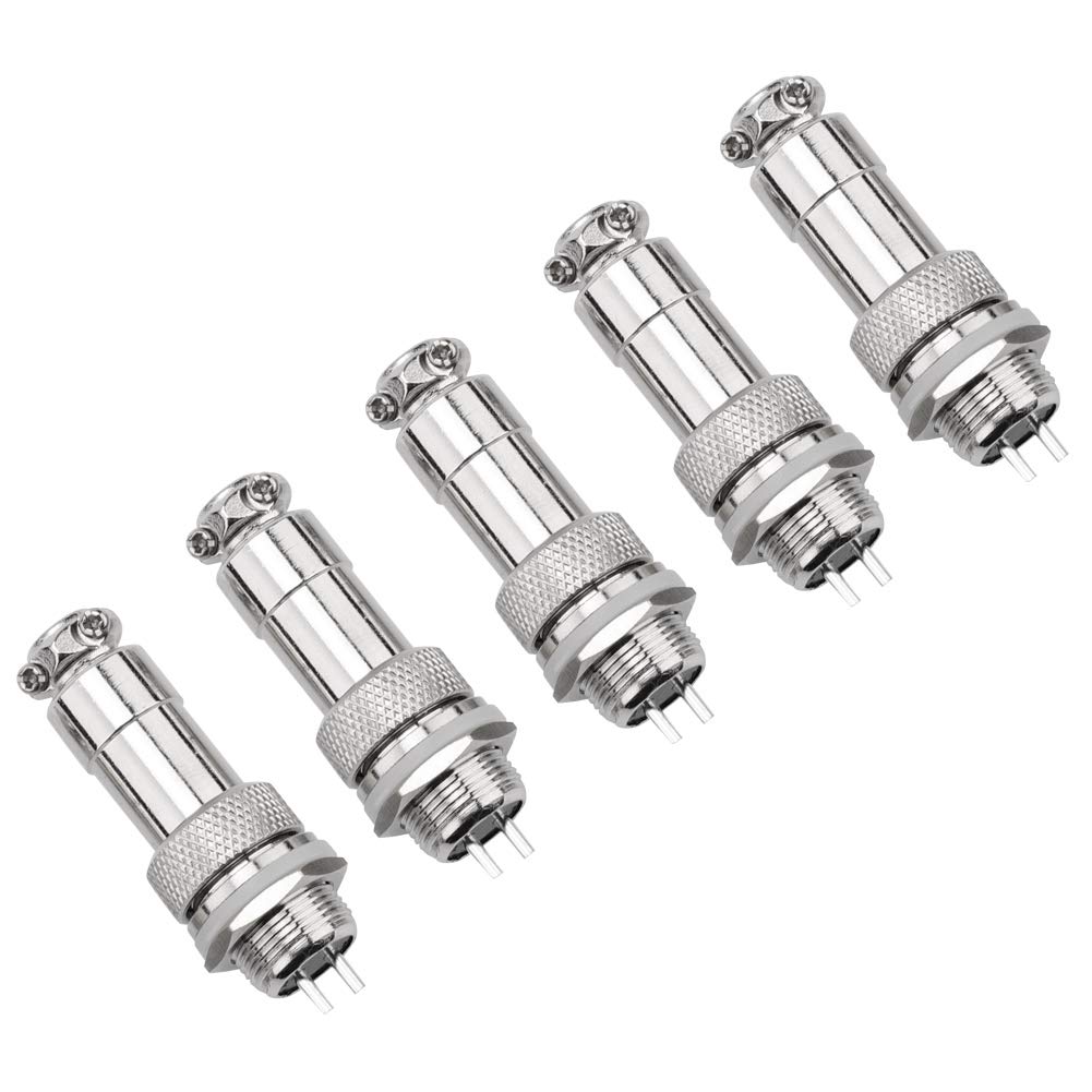 Connecteur Aviation GX12 - Mâle Et Femelle, Filetage M12, 2 Pôles - En Métal Argenté Pour Applications électroniques
