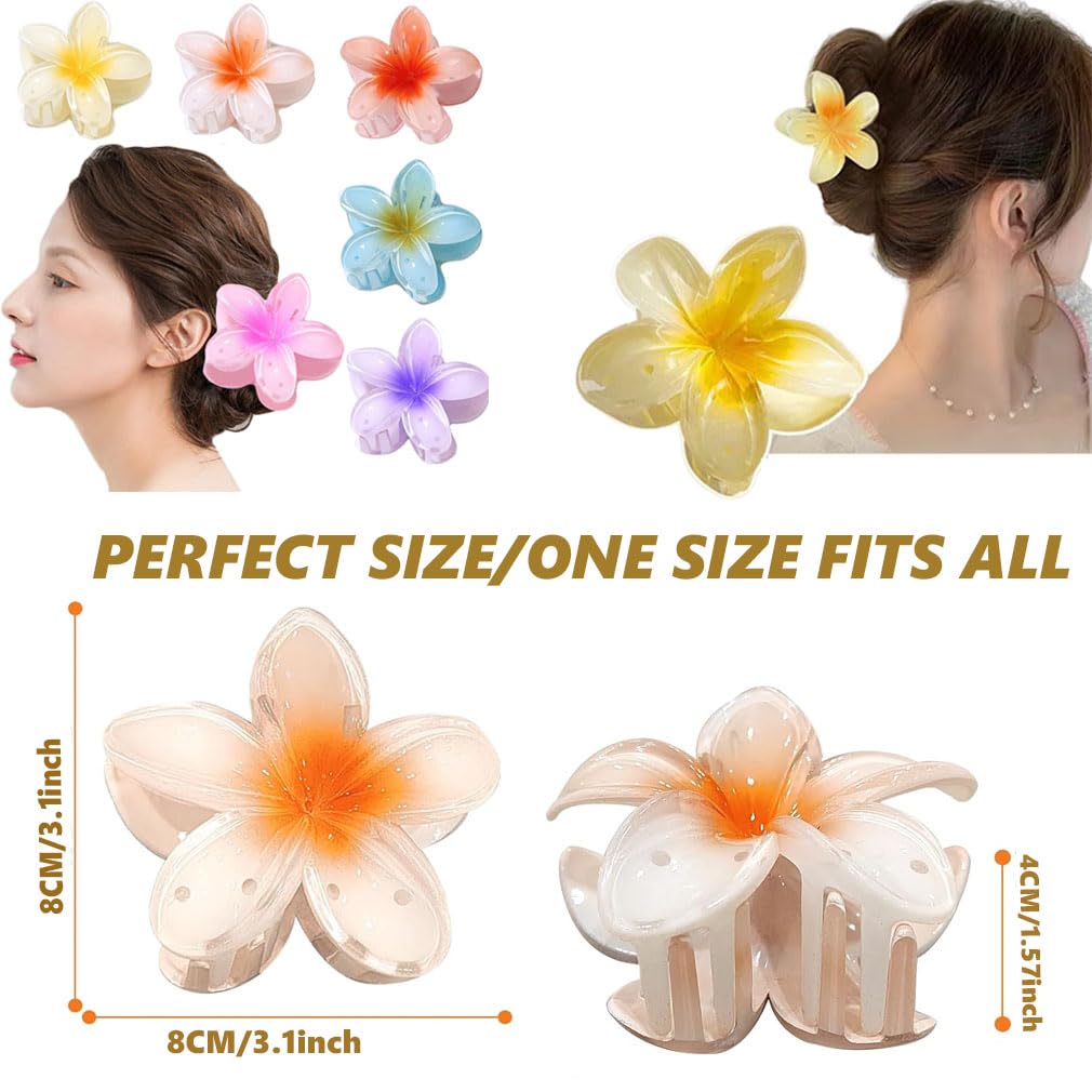 6 Pcs Flower Hair Clip, Nonslip Flower Claw Clips Strong Hold Hawaiian Claw Clip - Image 2