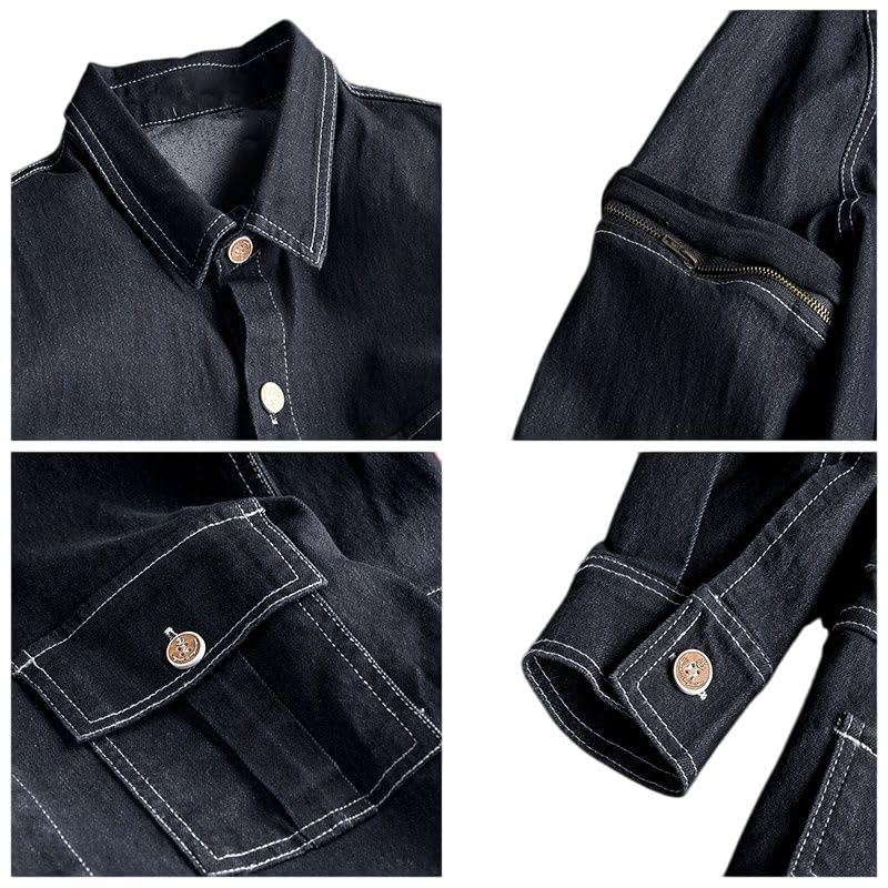 Mono de mezclilla cargo casual de manga larga con bordado para invierno 5