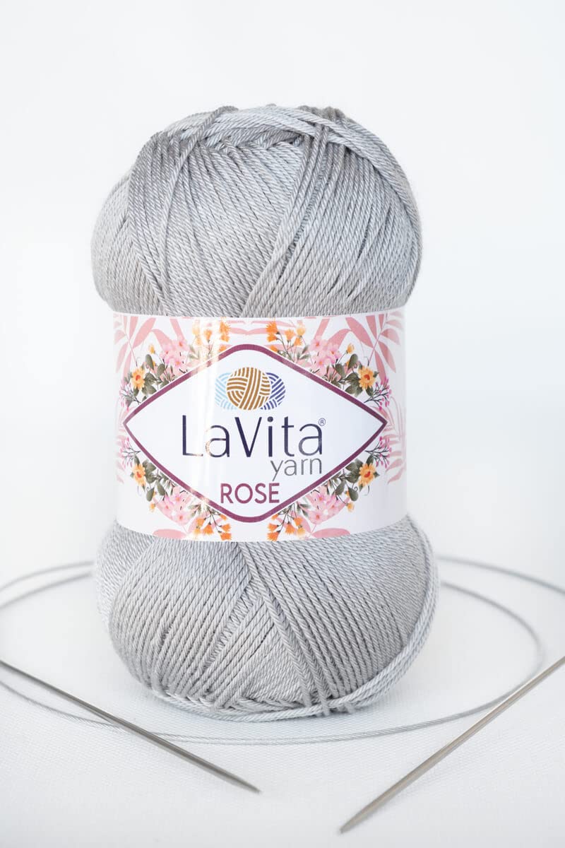 Taka Fabrics LaVita Yarn Rose Hand Knitting Yarn, 1 Ball Pack 100 Percent Soft Premium Acrylic Yarn, Silky Effect Thread Crochet Art Lace Craft 1 Ball 100 gr, 350 mt (6016)