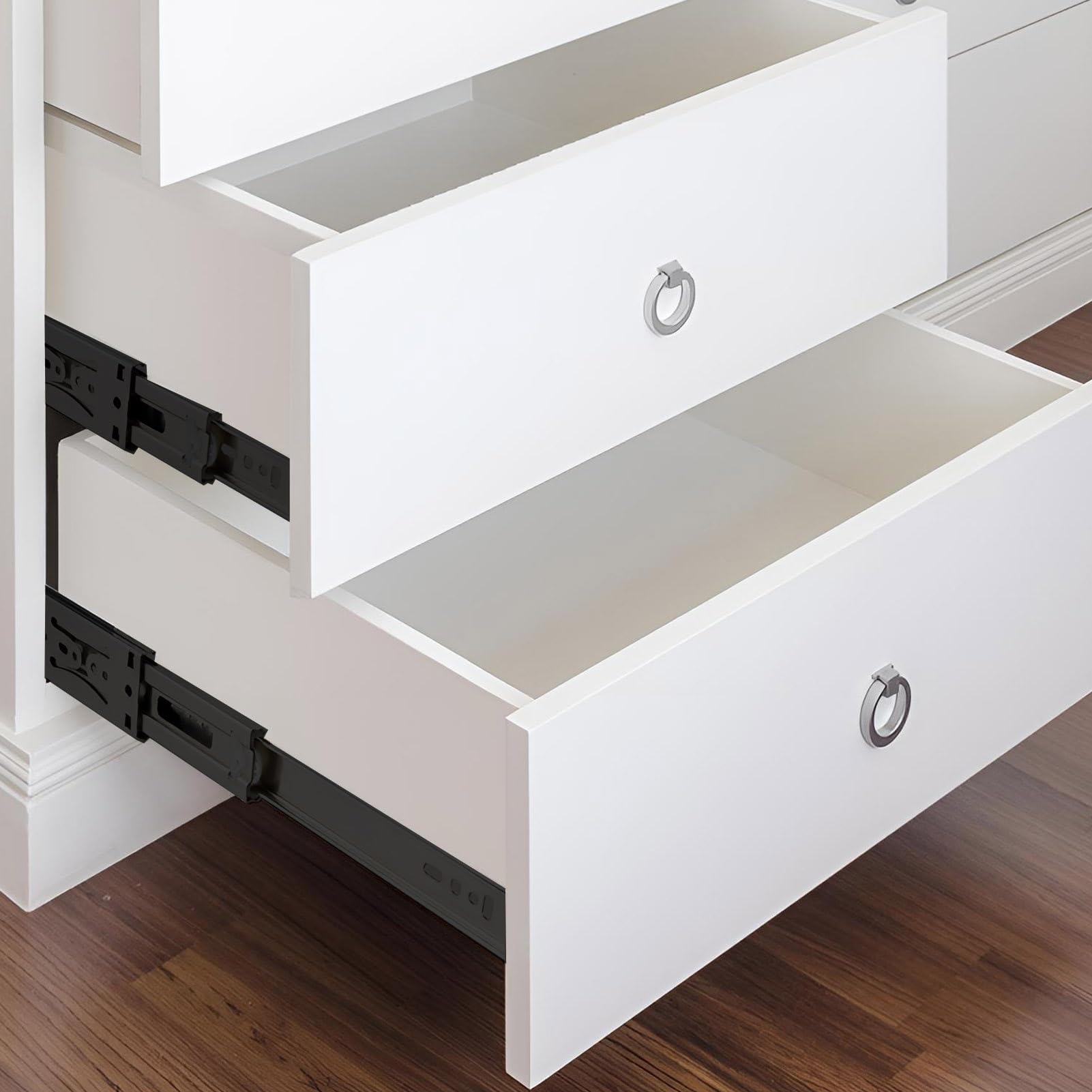 Soft Close Kugellager Schubladenschienen, Schwere 45kg Tragfähigkeit, Seitliche Vollauszug Führungsschienen for Schrank Schwarz(18in(450mm))