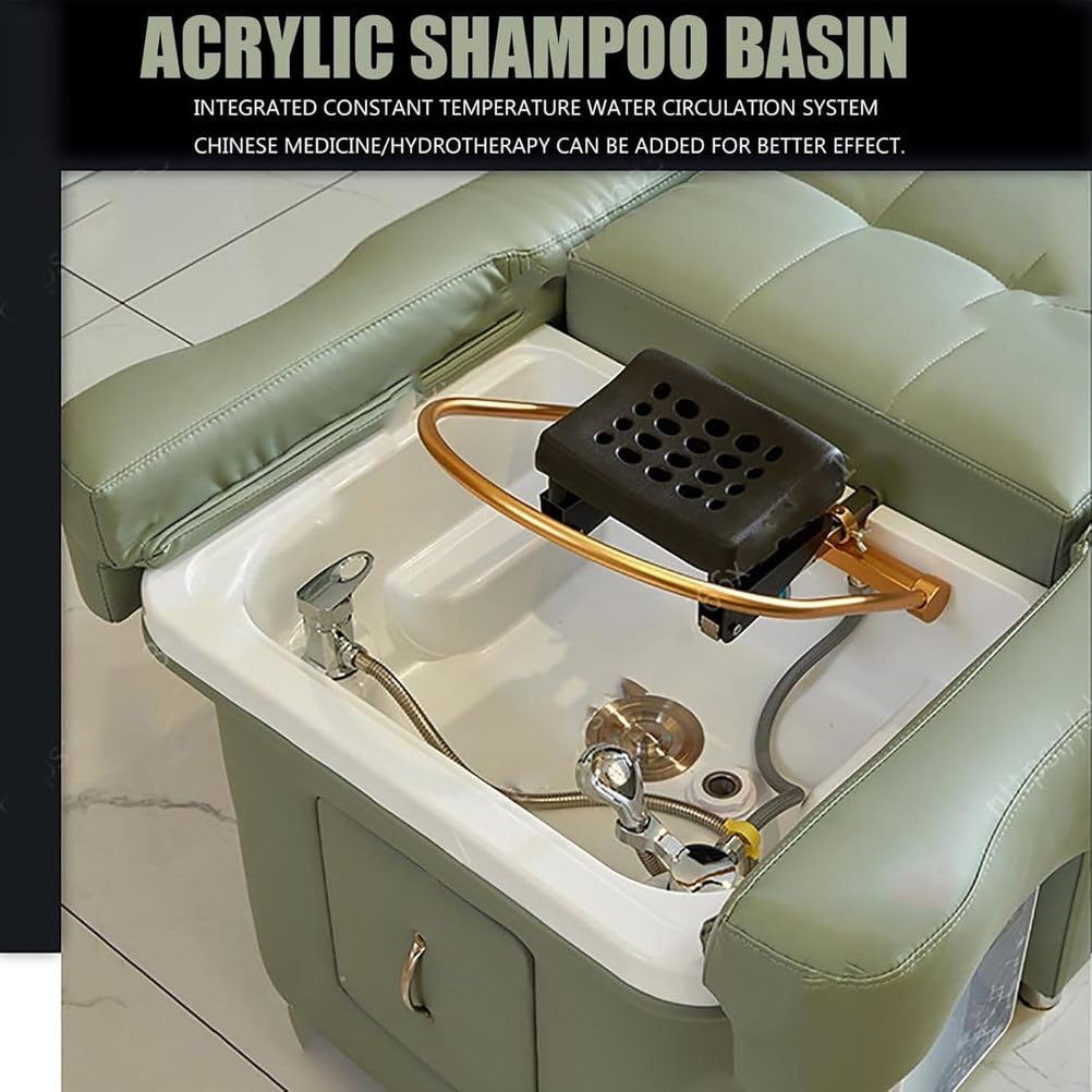 Professionelle Elektrische Haarwaschliege, Thailändisches Salon-Haarwaschbecken mit Wasserzirkulation, Begasung, Heizung, Verstellbarer Kopfstütze Und Liegefunktion, Spa-Ausstattung