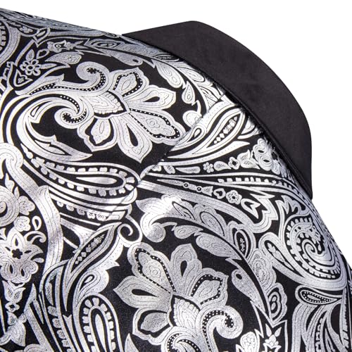 Image of Barry.Wang Mens Floral Blazer Suit Jacket Notched Lapel Casual Sport Coat | Flowers Jacquard One Button Tuxedo for Prom Wedding Party Disco Dinner Banquet Cocktail Homecoming Travel,Regular Fit